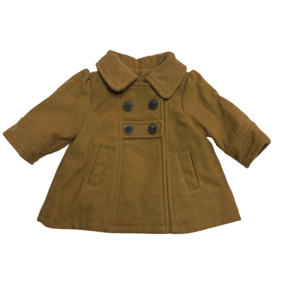Old Navy Baby Double Breasted Peacoat 0-3 Months Brown Wool Blend Infant Coat